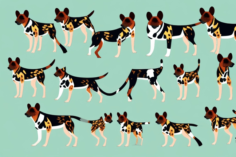 A variety of wild dog breeds in a natural