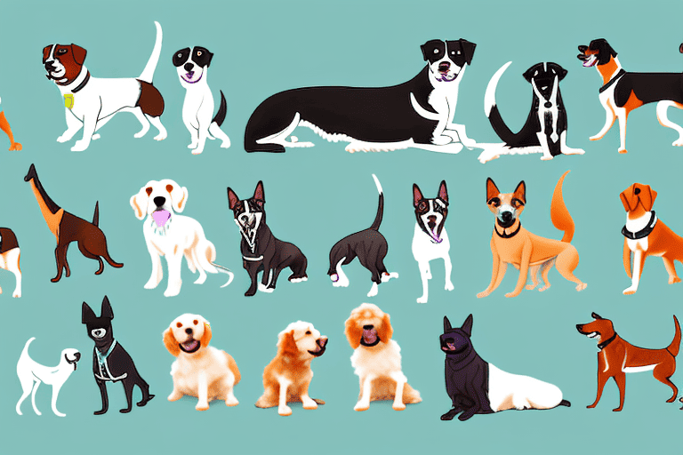 Several diverse types of dogs