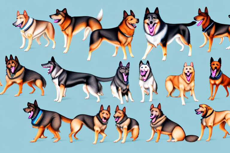 Several distinct alsatian dog breeds