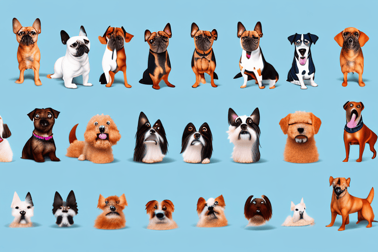 Various popular dog breeds in different playful poses