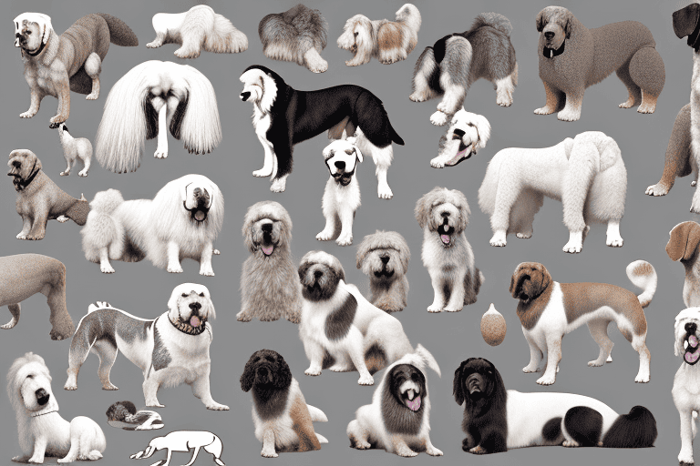 Several different breeds of large dogs