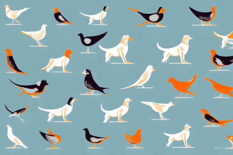 Several distinct types of bird dogs in various poses