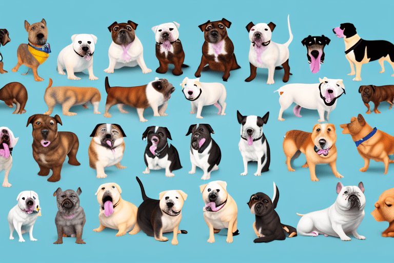 Several distinct types of bully breed dogs