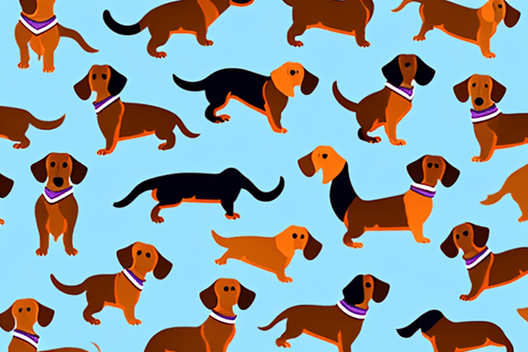 Several distinct types of dachshund dogs