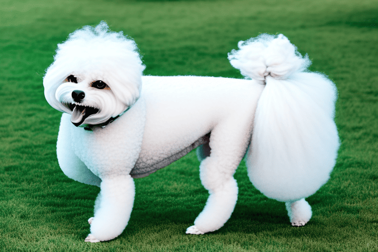 A playful bichon frise in a park setting