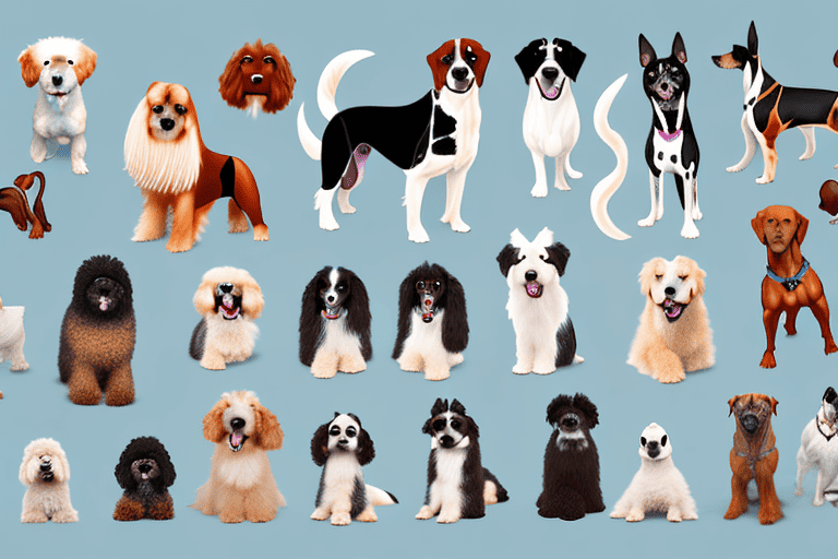 Various popular breeds of dogs