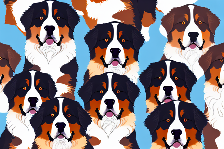 Several bernese mountain dogs showcasing a variety of coat patterns