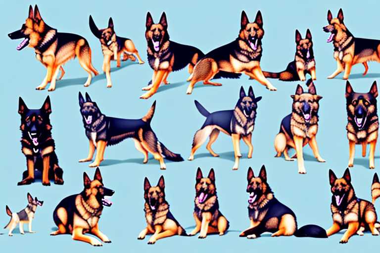 Several distinct types of german shepherd dogs showcasing their unique characteristics