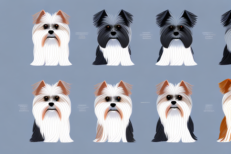 Several distinct maltese dogs showcasing a variety of coat lengths