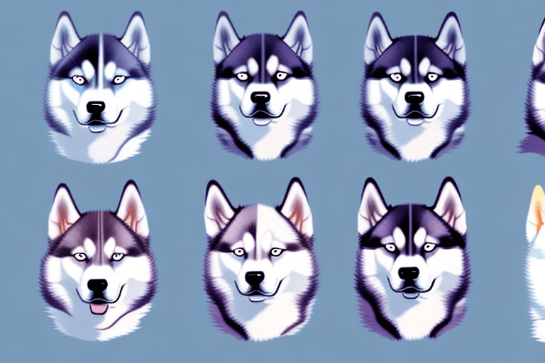 Four different types of husky breed dogs