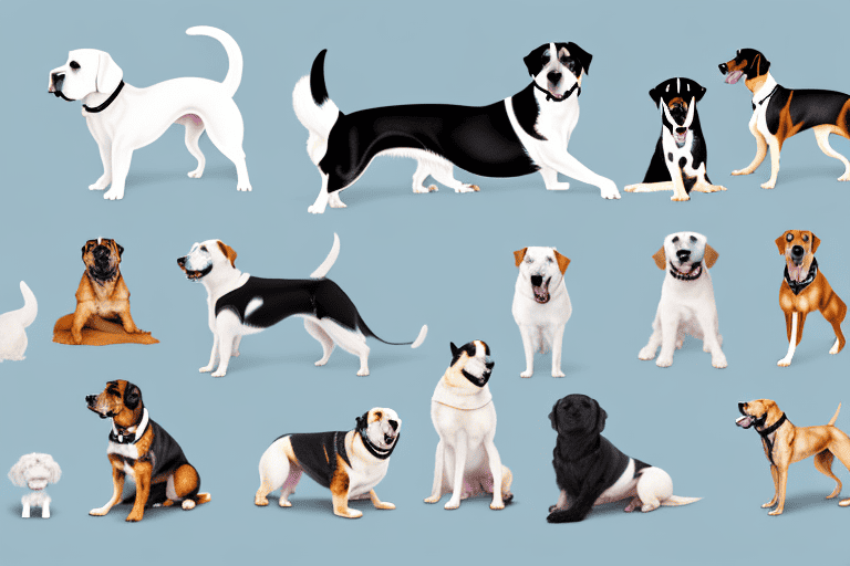 A variety of different dogs in calm