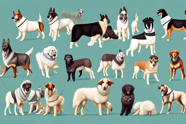 Several distinct types of shepherd dog breeds