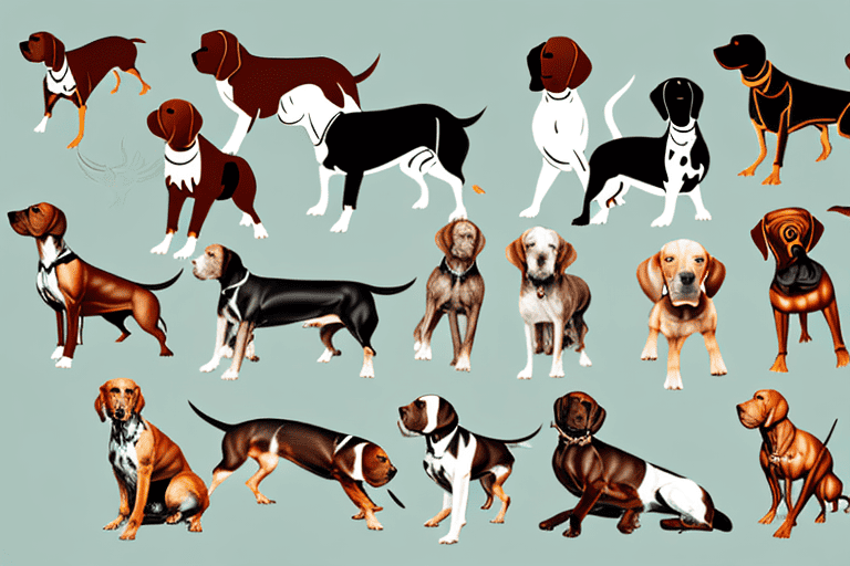 Various hunting dog breeds