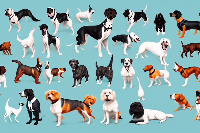 Several distinct breeds of dogs