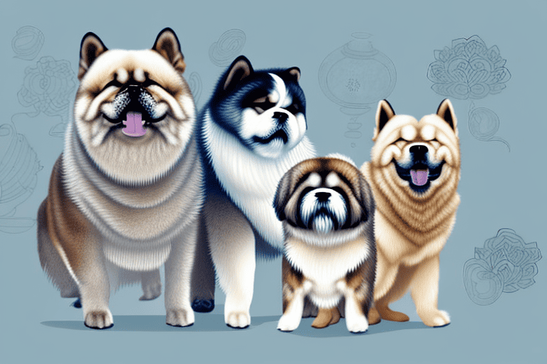 Several diverse types of asian dogs