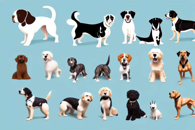 Several different breeds of dogs in various poses that subtly show signs of ataxia