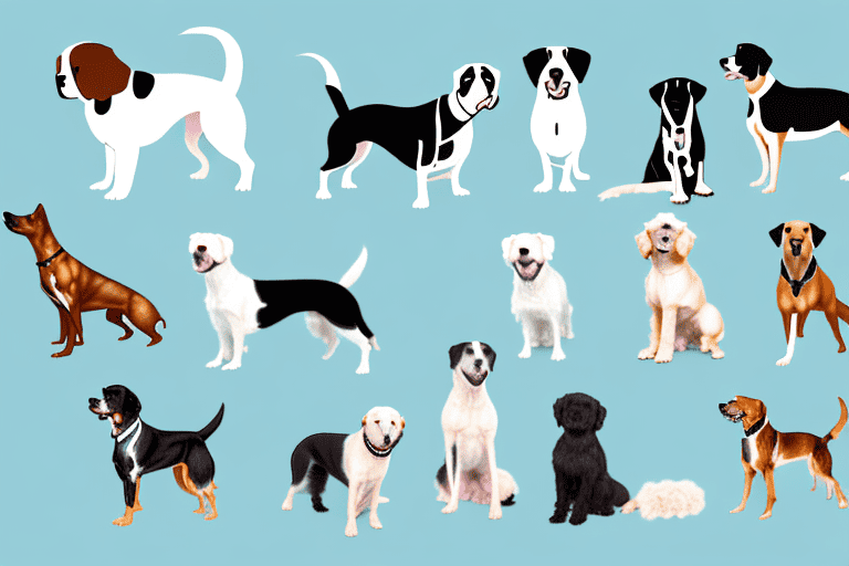 Several different breeds of dogs in various poses that subtly demonstrate symptoms of ataxia