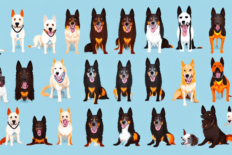 Several distinct types of belgian dogs in various poses