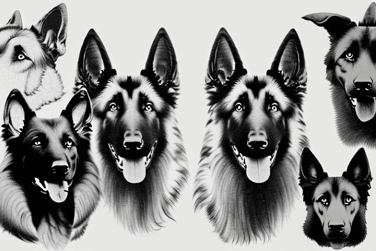 Four distinct types of belgian shepherd dogs - the tervuren