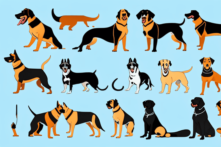 Several different types of larger dog breeds