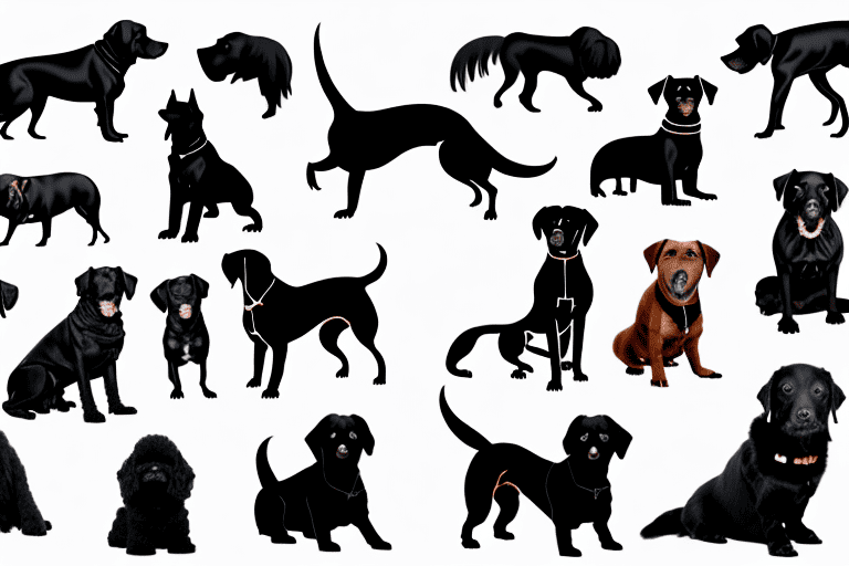 Various black dog breeds