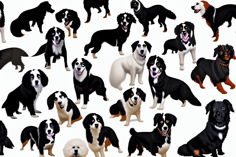 Several diverse breeds of dogs