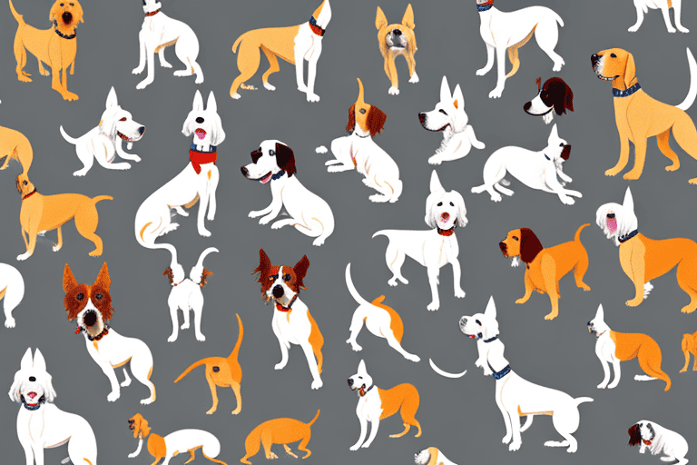 Different types of brittany dogs in various poses