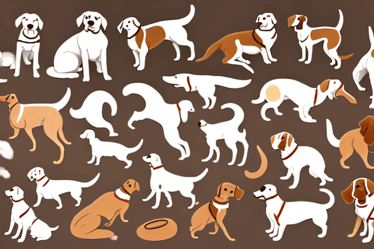 Various types of brown and white dogs