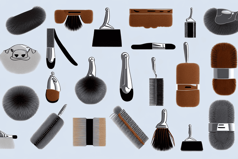 Various types of dog brushes laid out