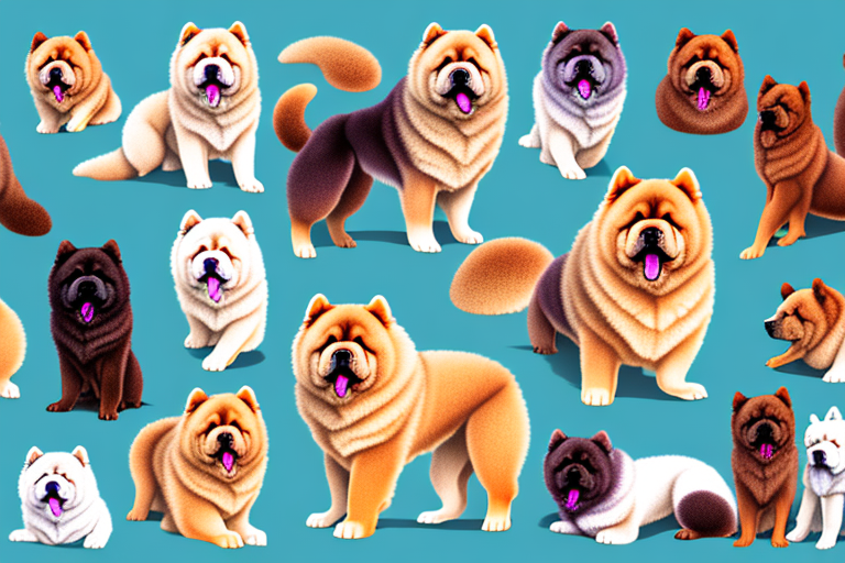 Several different types of chow chow dogs