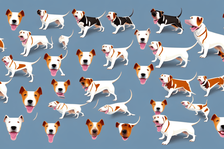 Several distinct types of bull terrier dogs