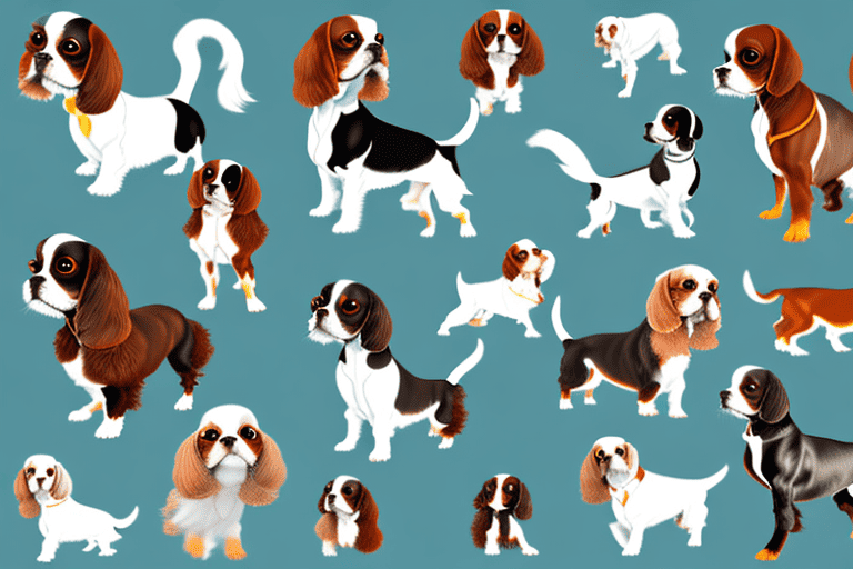 Several different types of cavalier dogs