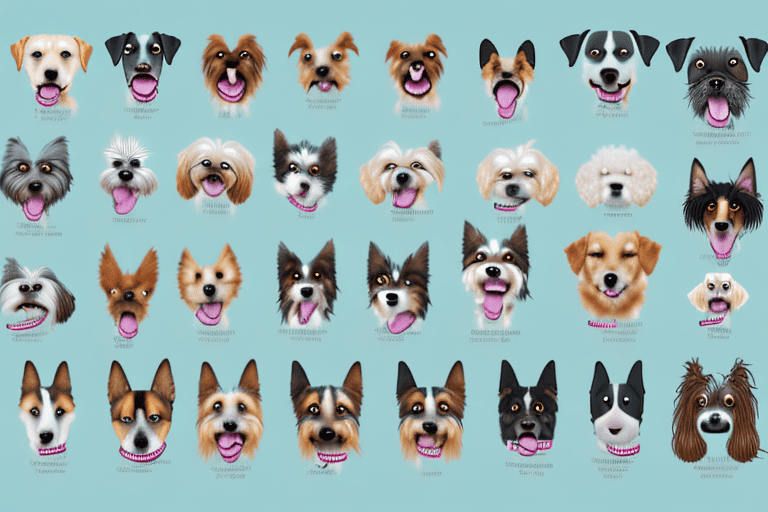 Various types of dogs of different breeds