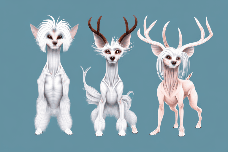 Three different types of chinese crested dogs: powderpuff