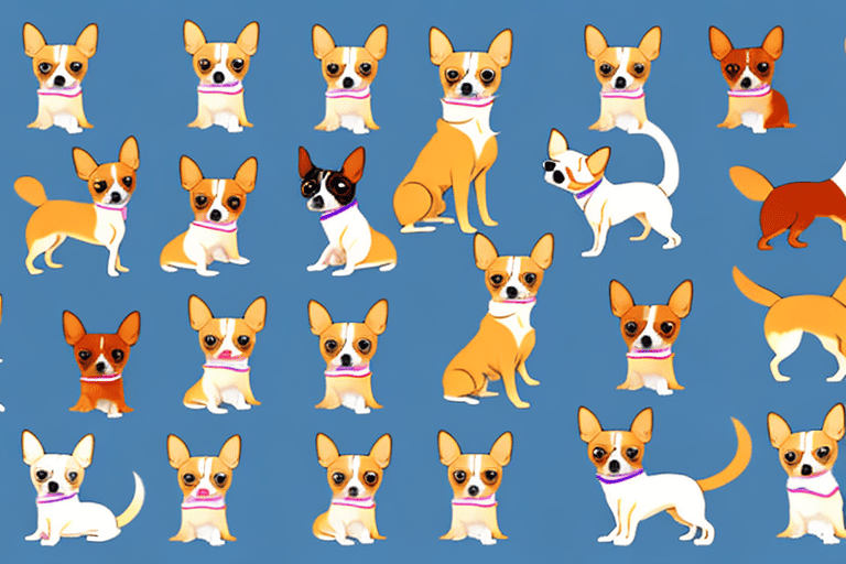 Various types of chihuahua dogs in different poses and colors