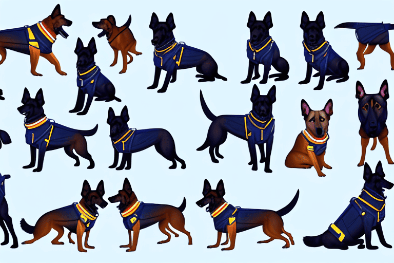 Various breeds of police dogs