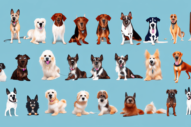 Several different types of crossbreed dogs