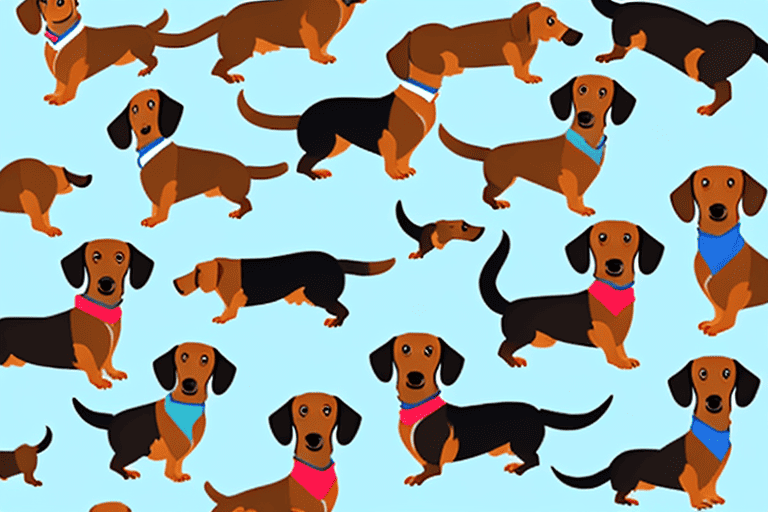 Several distinct types of dachshund dogs