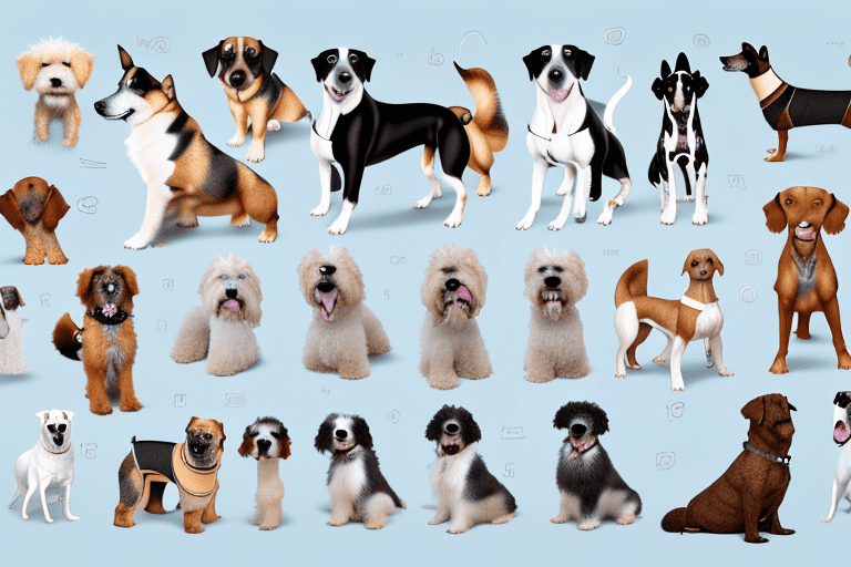 Various dogs of different breeds