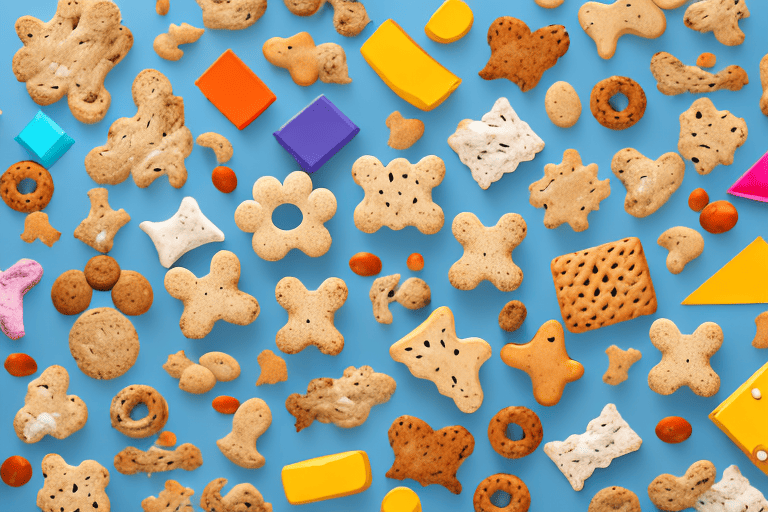 A variety of dog biscuits of different shapes