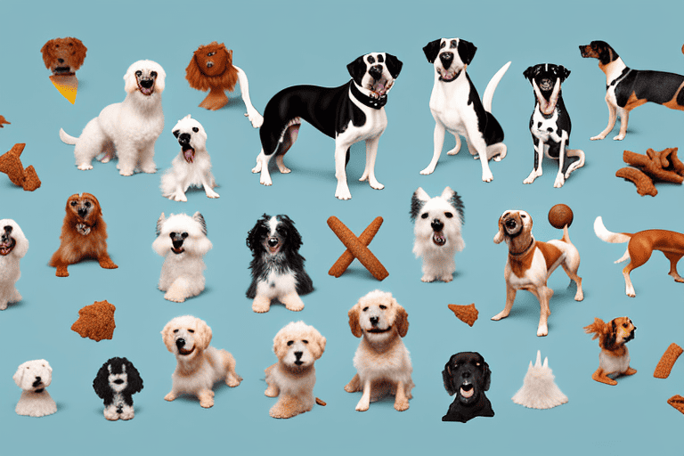 Several different breeds of dogs showcasing various types of bites
