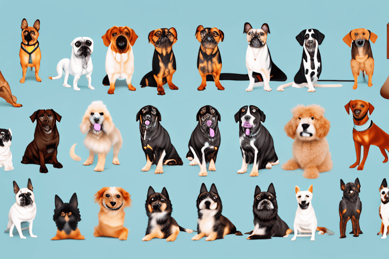 A diverse group of different dog breeds