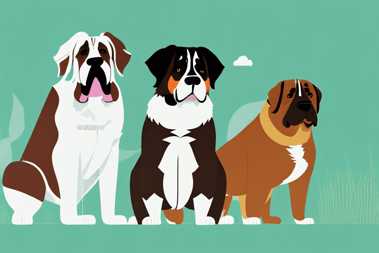 Several different large dog breeds