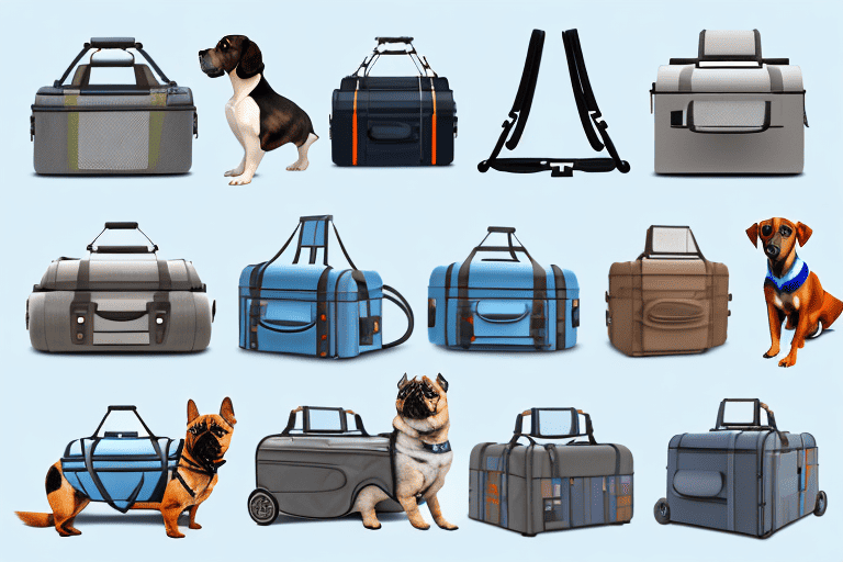 Various types of dog carriers including a handheld carrier