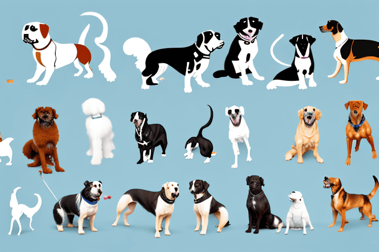 Various breeds of dogs participating in different activities such as agility training