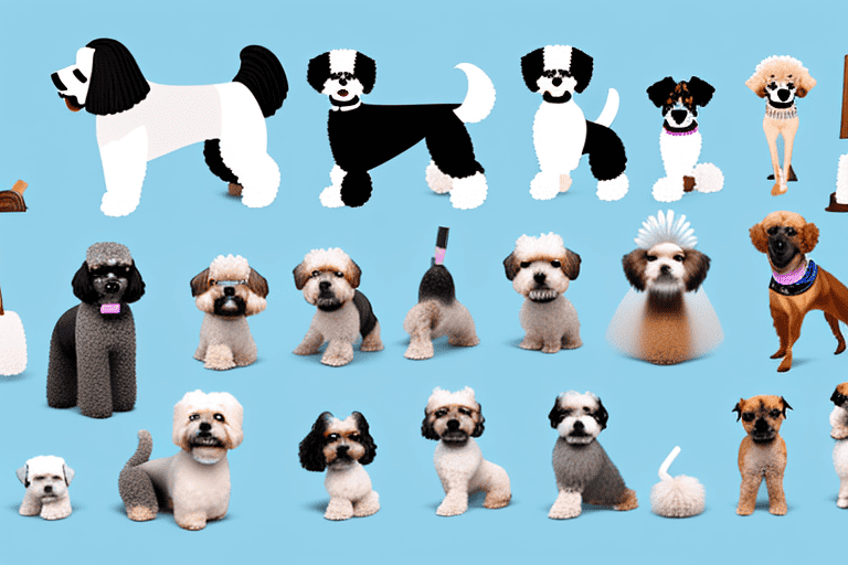 Various dog breeds showcasing different types of grooming styles