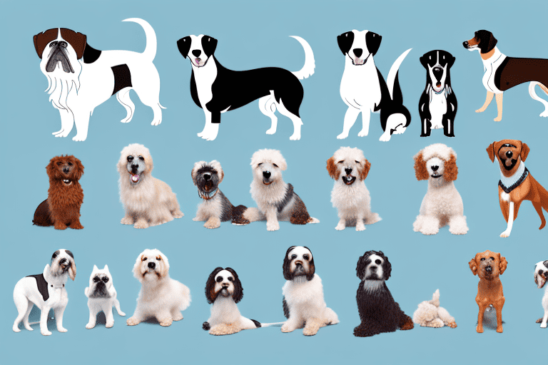 Several different breeds of dogs