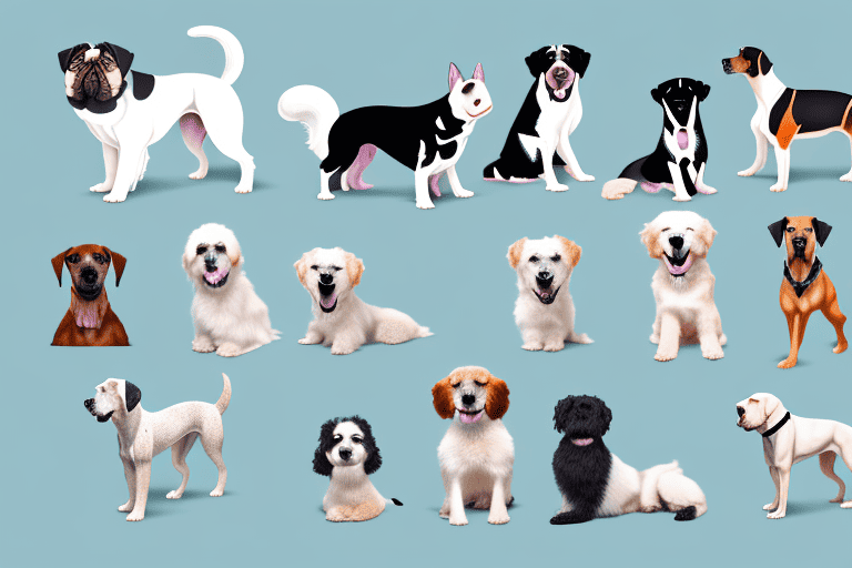 Several different breeds of dogs