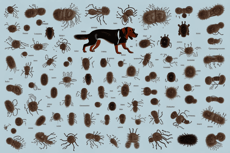 Various types of dog fleas and ticks in detail