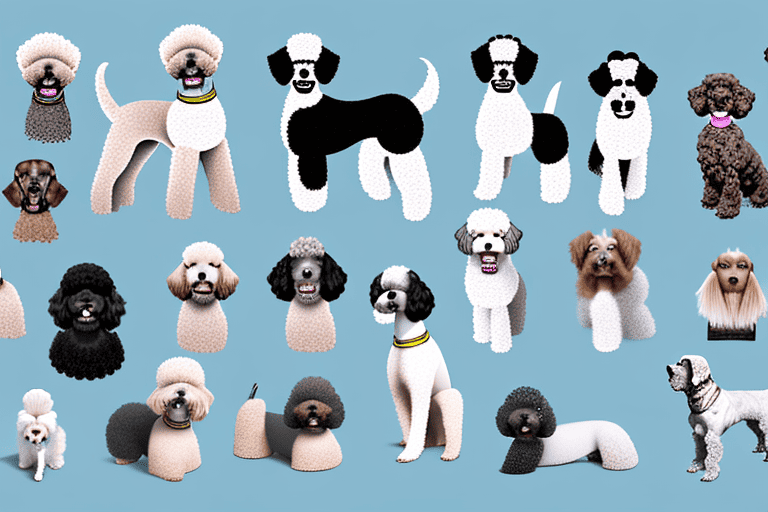 Various dog breeds showcasing different grooming styles